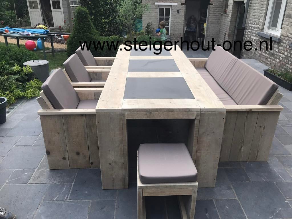 Steigerhout Tuinset exclusive Gratis levering Hoge kortingen, Steigerhout, Nieuw, Ophalen of Verzenden, Bank