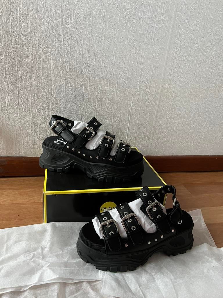Zwarte sandalen met plateauzool Buffalo, Kleding | Dames, Zwart, Nieuw, Buffalo, Sandalen of Muiltjes