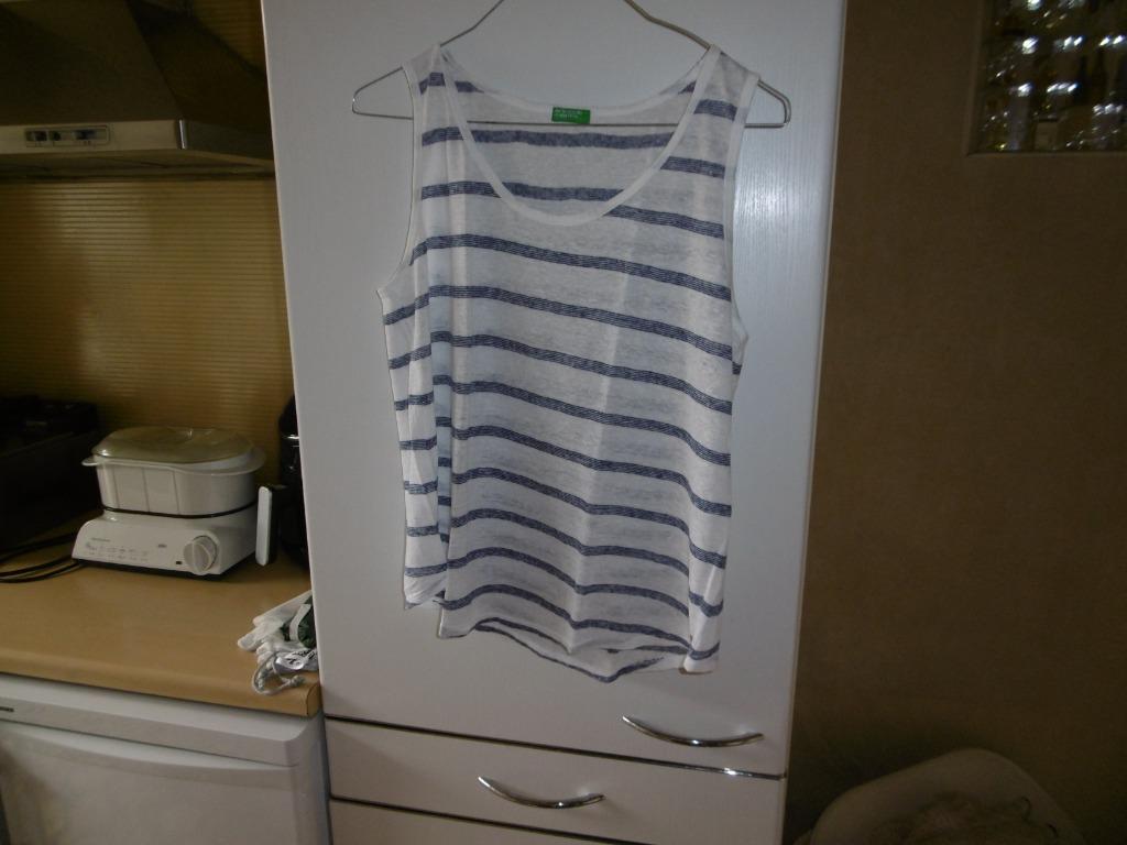 vêtements pour femmes, chemise, blanc/bleu, taille L, marque, Enlèvement ou Envoi, Benetton, Porté, Bleu