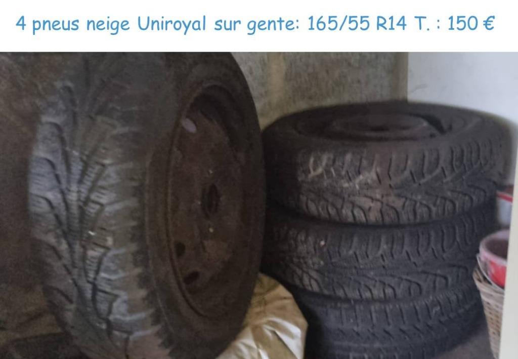 4 pneus neige sur gente: 165/55 R14 T. Ressaix (BINCHE)., 14 pouces, Pneus hiver, Véhicule de tourisme, Pneu(s)