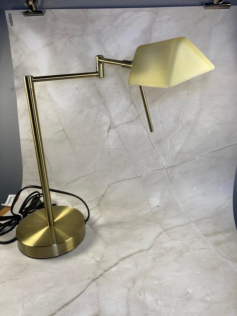 Lampe de bureau articulée en laiton brossé avec abat-jour, Maison & Meubles, Lampes | Lampes de table, Comme neuf, Enlèvement ou Envoi