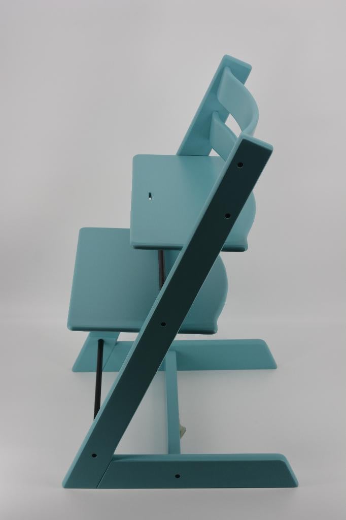 Stokke Tripp Trapp Turquoise — Modèle reconditionné, Envoi, Comme neuf, Chaise évolutive, Ceinture(s)