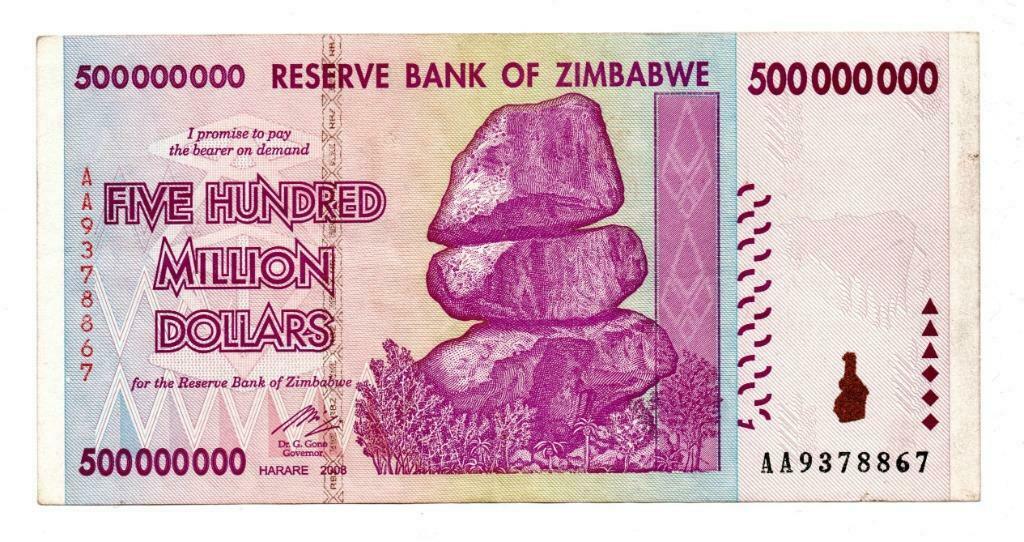 500 MILL. DOLLARS 2008    ZIMBABWE    MOOI BILJET     € 4, Postzegels en Munten, Ophalen of Verzenden, Zimbabwe, Los biljet