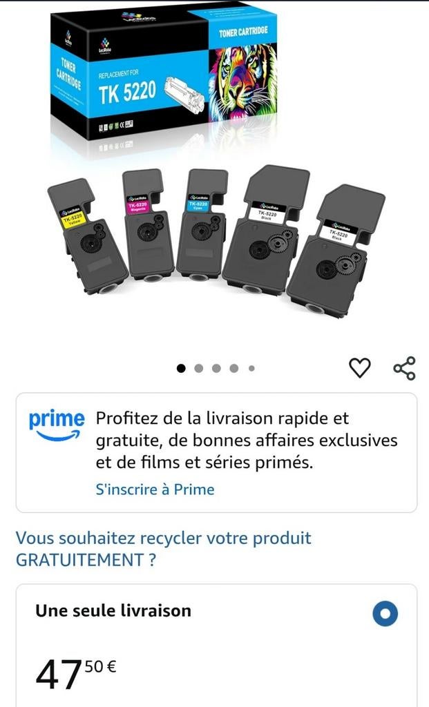 Cartouche Kyocera TK52205 Paquets, Informatique & Logiciels, Enlèvement, Comme neuf, Cartridge