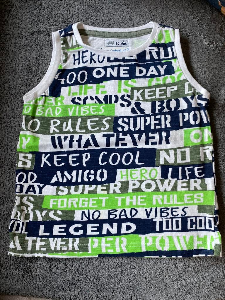 3 t-shirts zonder mouwen - maat 80, Kinderen en Baby's, Ophalen of Verzenden, Zo goed als nieuw, Jongetje, Wibra