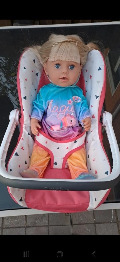 Baby born pop, draagmand, kledij., Kinderen en Baby's, Speelgoed | Poppen, Verzenden, Zo goed als nieuw