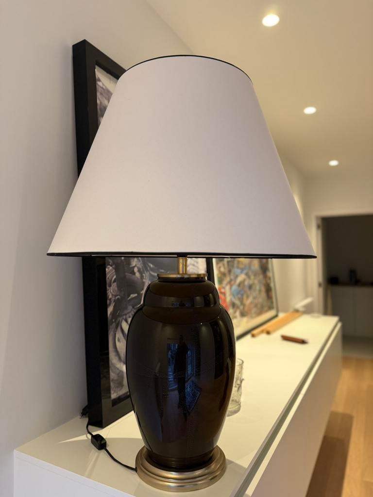 Grote historische lamp met vernieuwde lampenkap, Ophalen, Gebruikt, Glas
