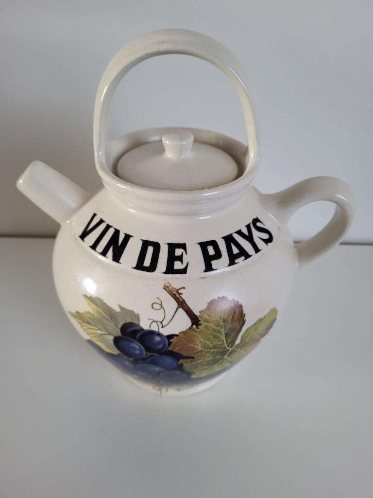 vintage Frans aardewerk kan vin de pays kruik karaf grespots, Antiquités & Art, Antiquités | Céramique & Poterie, Enlèvement ou Envoi