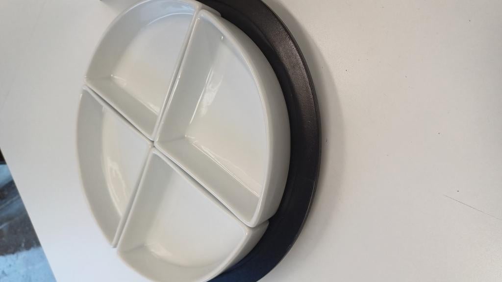Set de 4 plateaux sur socle noir tournant, Ophalen of Verzenden, Zo goed als nieuw