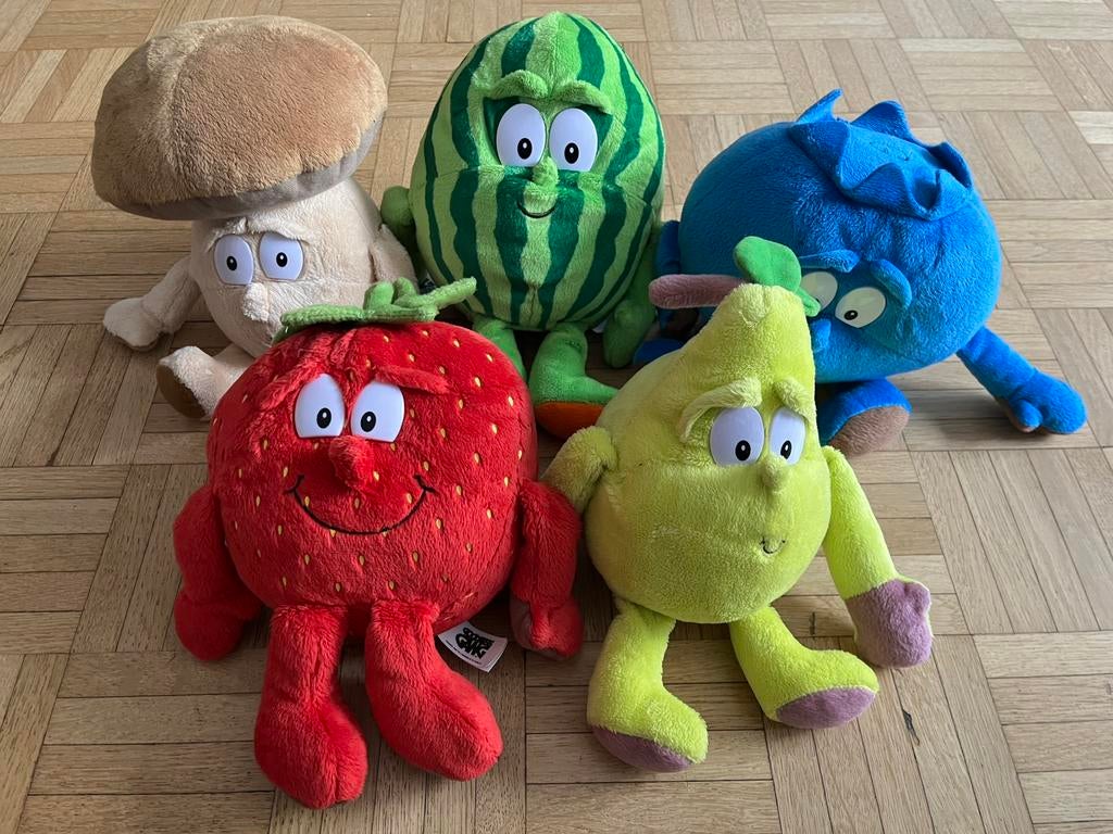 Set van 5 knuffeldieren groenten en fruit, Kinderen en Baby's, Speelgoed | Knuffels en Pluche, Ophalen, Gebruikt