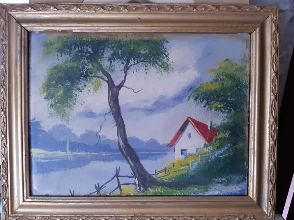 Schilderij op hout met vergulde kader, Antiek en Kunst, Kunst | Schilderijen | Klassiek, Ophalen