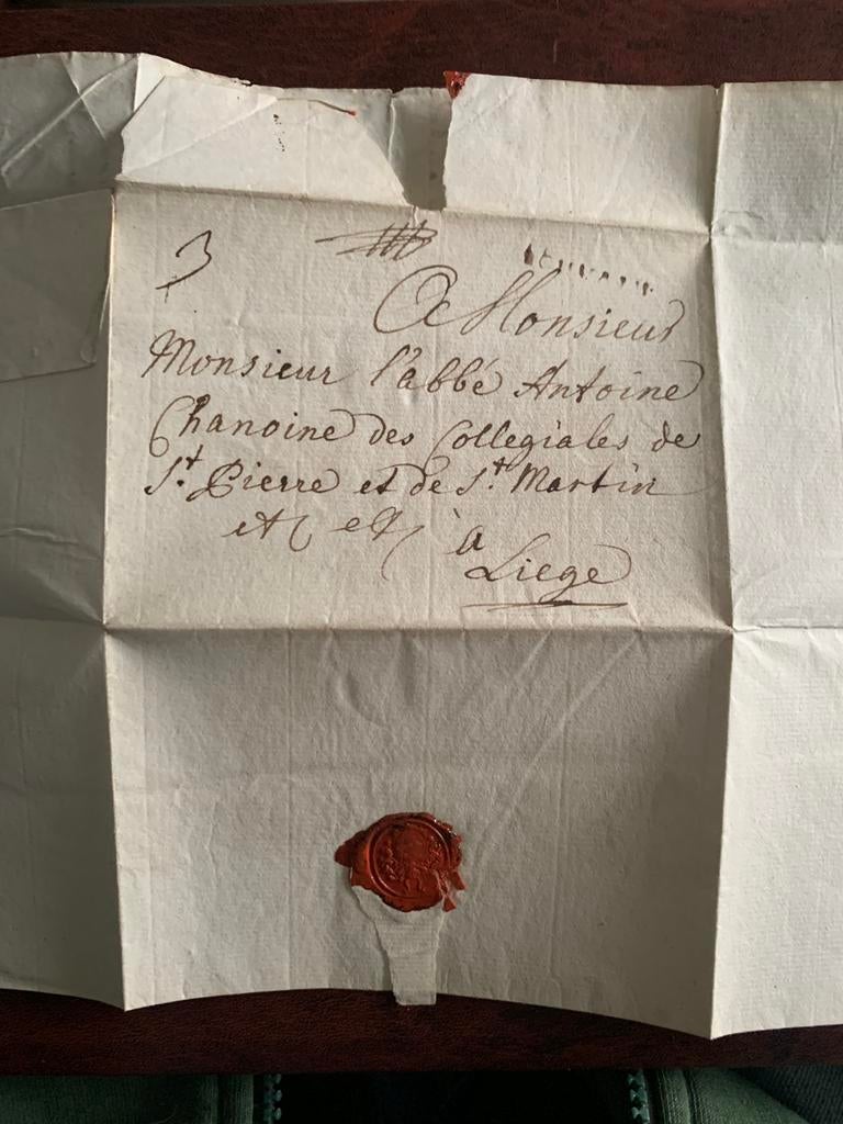 Lettre chanoine de l’église saint Martin à Liège 1772, Enlèvement ou Envoi, Lettre