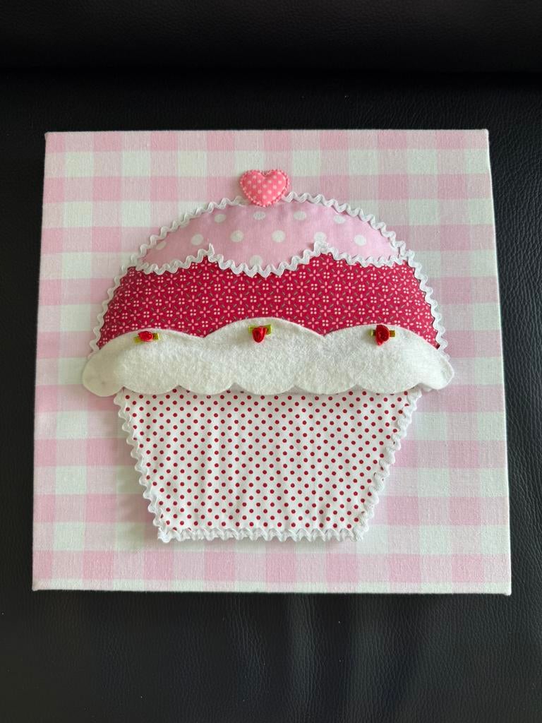 Kleine canvas met cupcake, Ophalen of Verzenden, Zo goed als nieuw, Wanddecoratie
