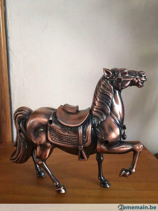 TRES BEAU Ancien Briquet Tout en Cuivre Cheval  Fonctionne T, Antiquités & Art