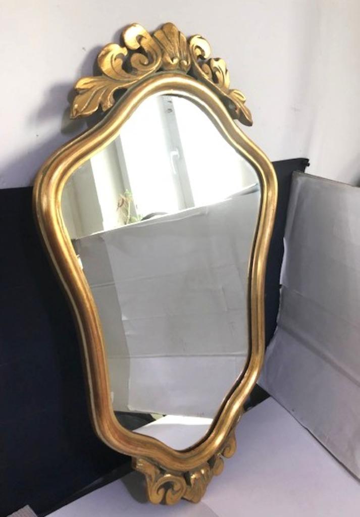 Spiegel Goud verguld Louis XIV met Kuif H62 Antiek😍💎⚡🤗👌, Antiek en Kunst, Ophalen of Verzenden, Overige vormen, Minder dan 50 cm