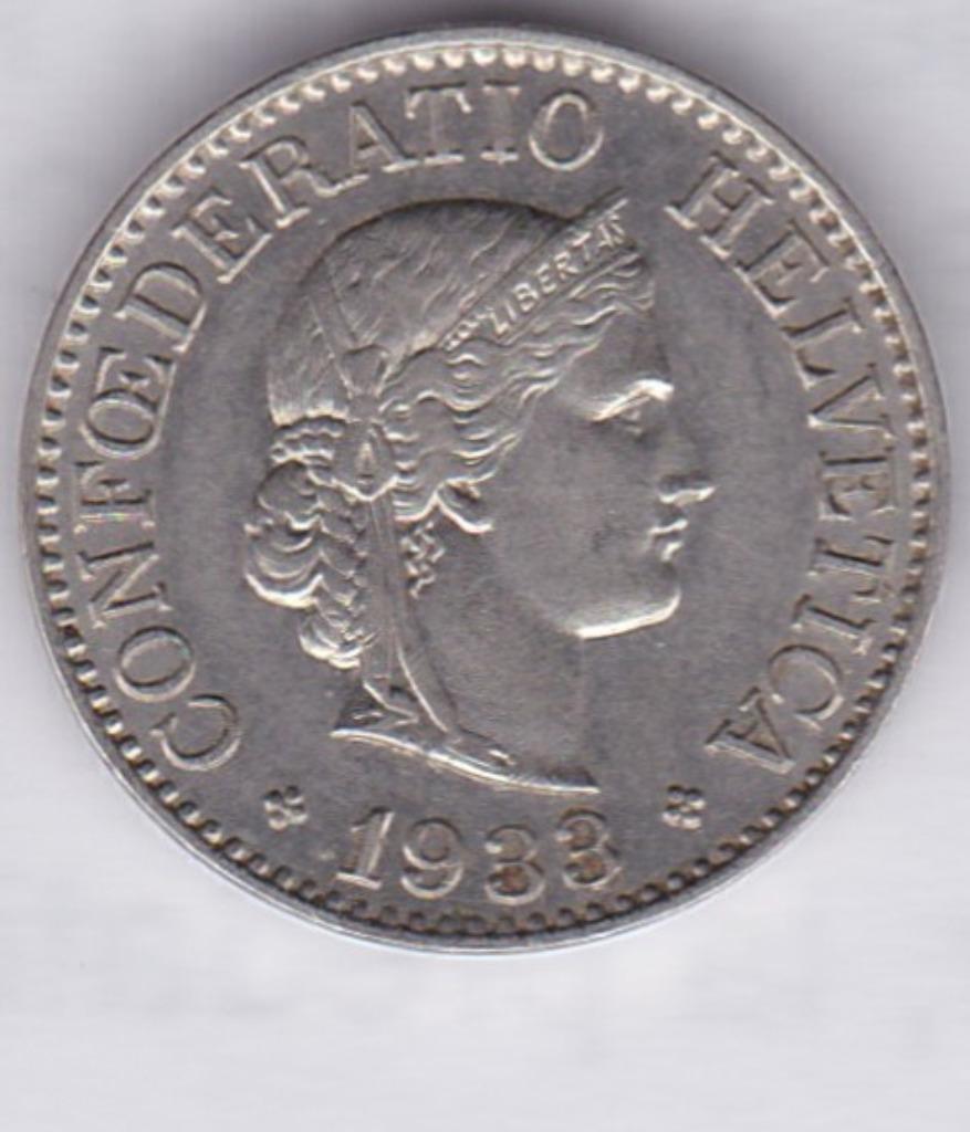 Zwitserse munteenheid: 10 rappen 1933, Ophalen of Verzenden, Overige landen, Losse munt
