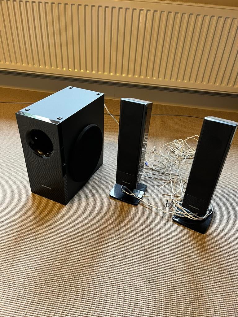 Subwoofer en twee boxen voor home cinema Panasonic, Audio, Tv en Foto, Luidsprekerboxen, Ophalen, Zo goed als nieuw, Subwoofer