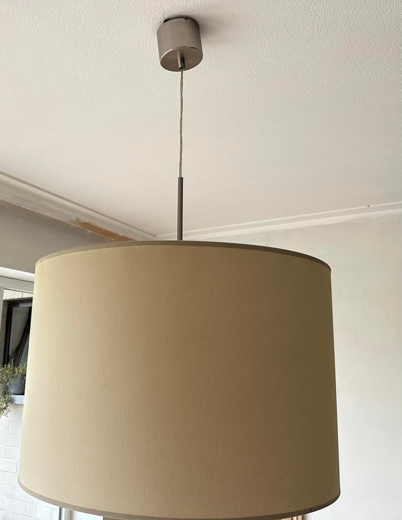 Okerkleurige grote lamp in stof, Ophalen, Gebruikt, Overige kleuren, Rond