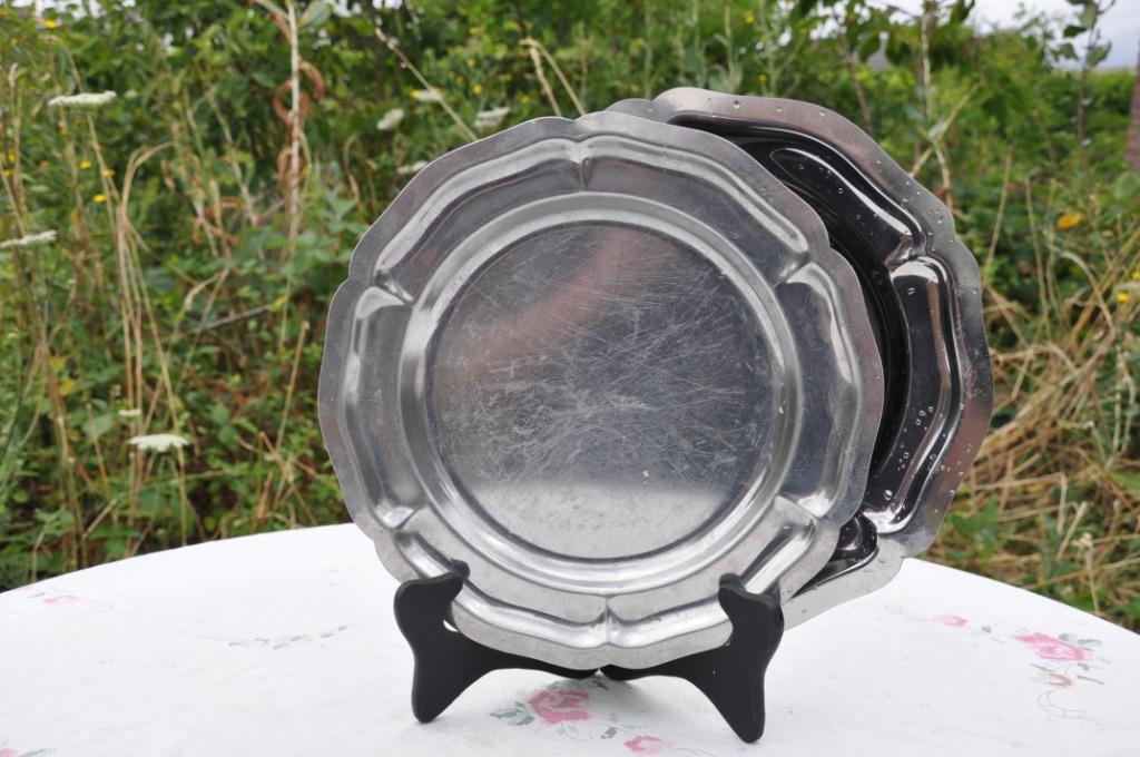 2 plateaux rond en inox, Enlèvement ou Envoi, Utilisé, Rond, Métal