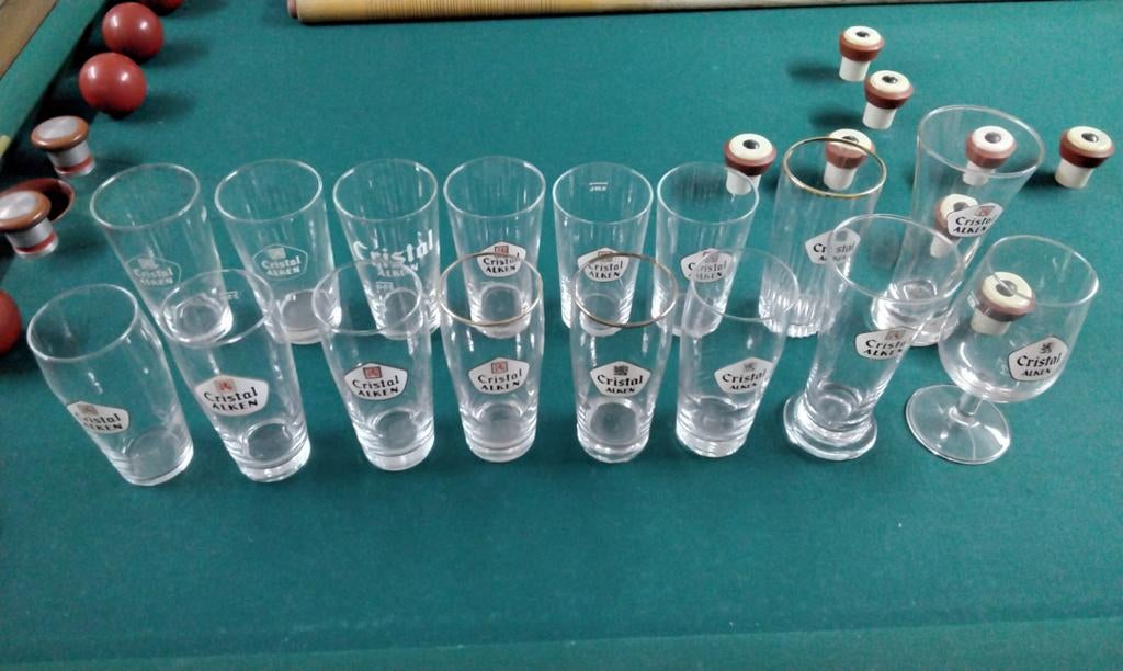 CRISTAL ALKEN glazen 16 verschillende., Enlèvement ou Envoi