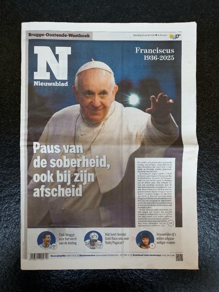 Paus Franciscus 1936-2025, Verzenden, Zo goed als nieuw, Krant