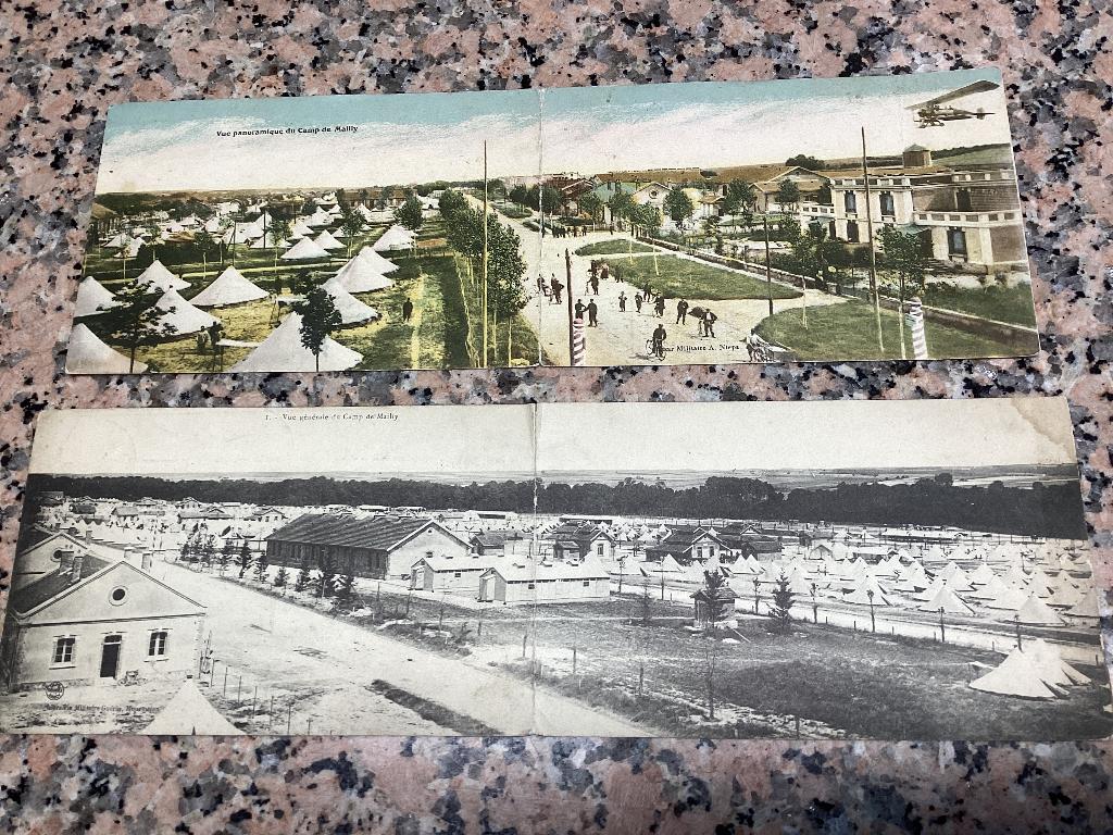 Lot 2 oude dubbele PK Camp de Mailly France 1907, 1911, Verzamelen, Postkaarten | Themakaarten, Ophalen of Verzenden, Voor 1920