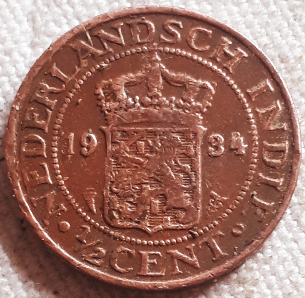 NEDERLANDS INDIË; 1/2 CENT 1934 KM 314.2, Verzenden, Oost-Azië, Losse munt
