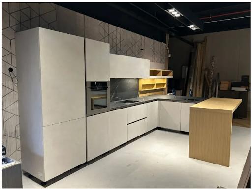 CUISINE D'EXPOSITION sans appareils et table, Neuf, Gris, Granit ou Pierre, Sans poignée