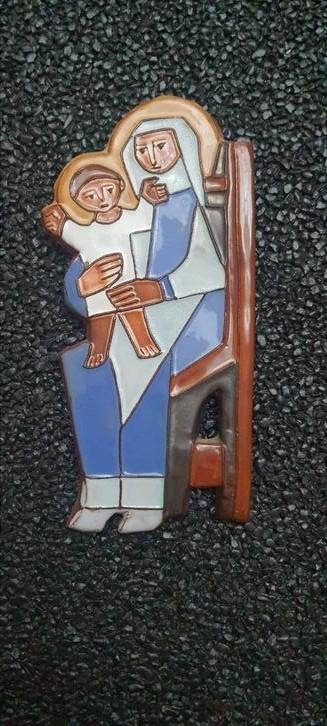 Henk Potters tegeltableau moeder en kind, Ophalen of Verzenden