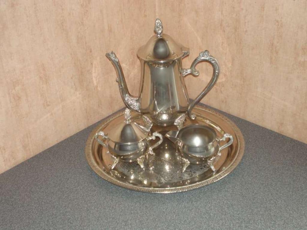 Verzilverde koffieset, Huis en Inrichting, Keuken | Servies, Zo goed als nieuw, Overige typen, Overige stijlen, Overige materialen