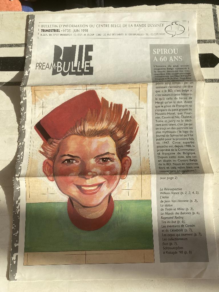 Préambulle - bulletin d'info du Centre Belge de la BD, Collections, Enlèvement ou Envoi, Gaston ou Spirou, Utilisé, Image, Affiche ou Autocollant