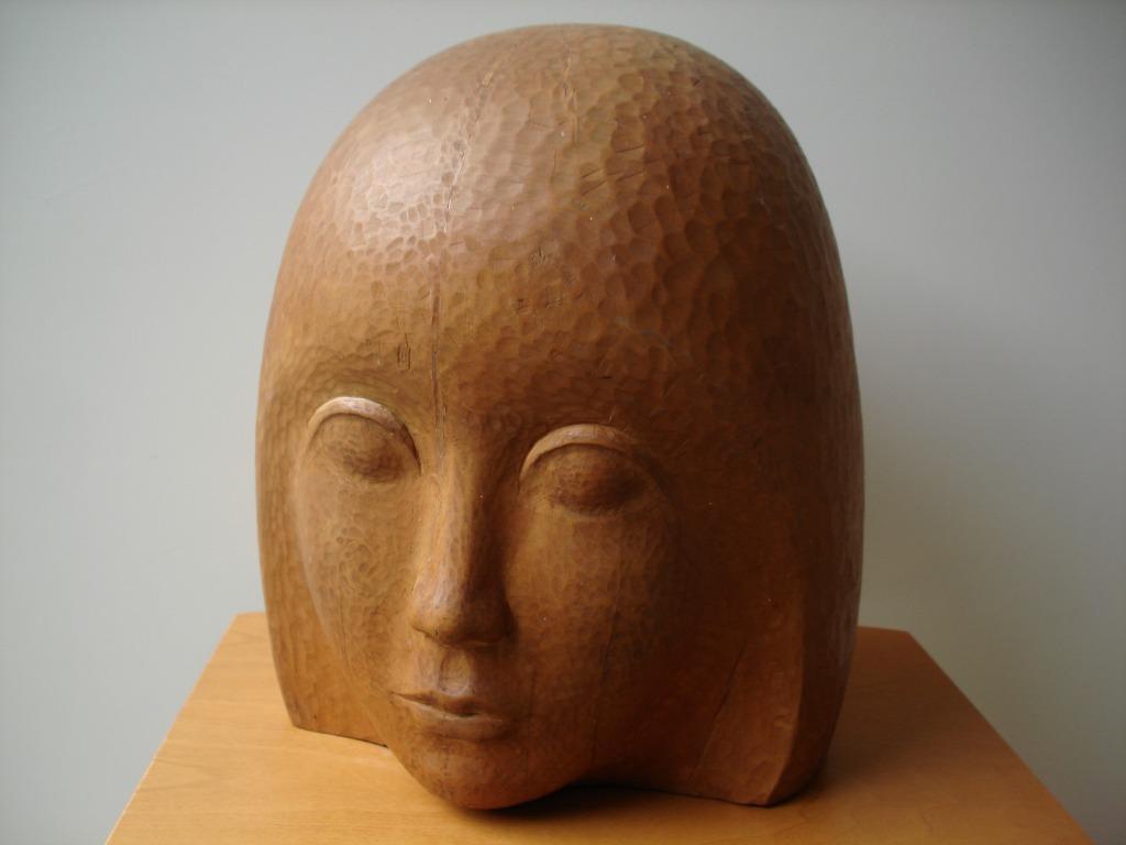 2x Adolphe DAENEN °1921-2012 kop buste hout taille directe, Antiek en Kunst, Ophalen
