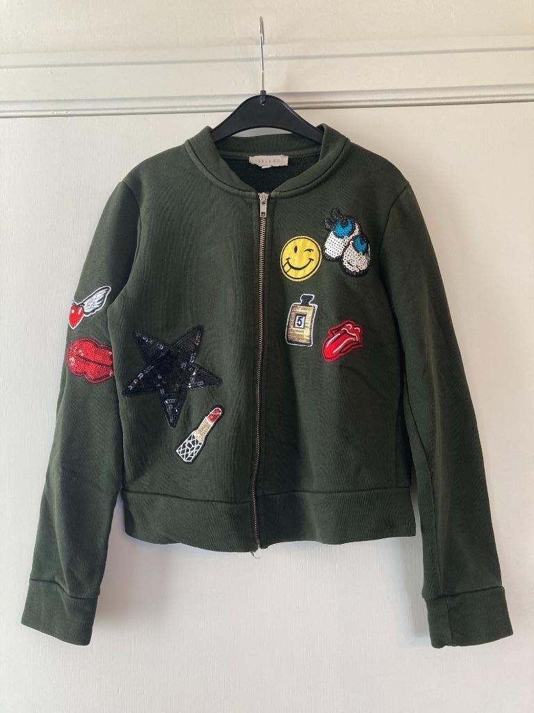Kaki groene trui met rits - Bel & Bo - maat 152, Kinderen en Baby's, Kinderkleding | Maat 152, Gebruikt, Meisje, Trui of Vest