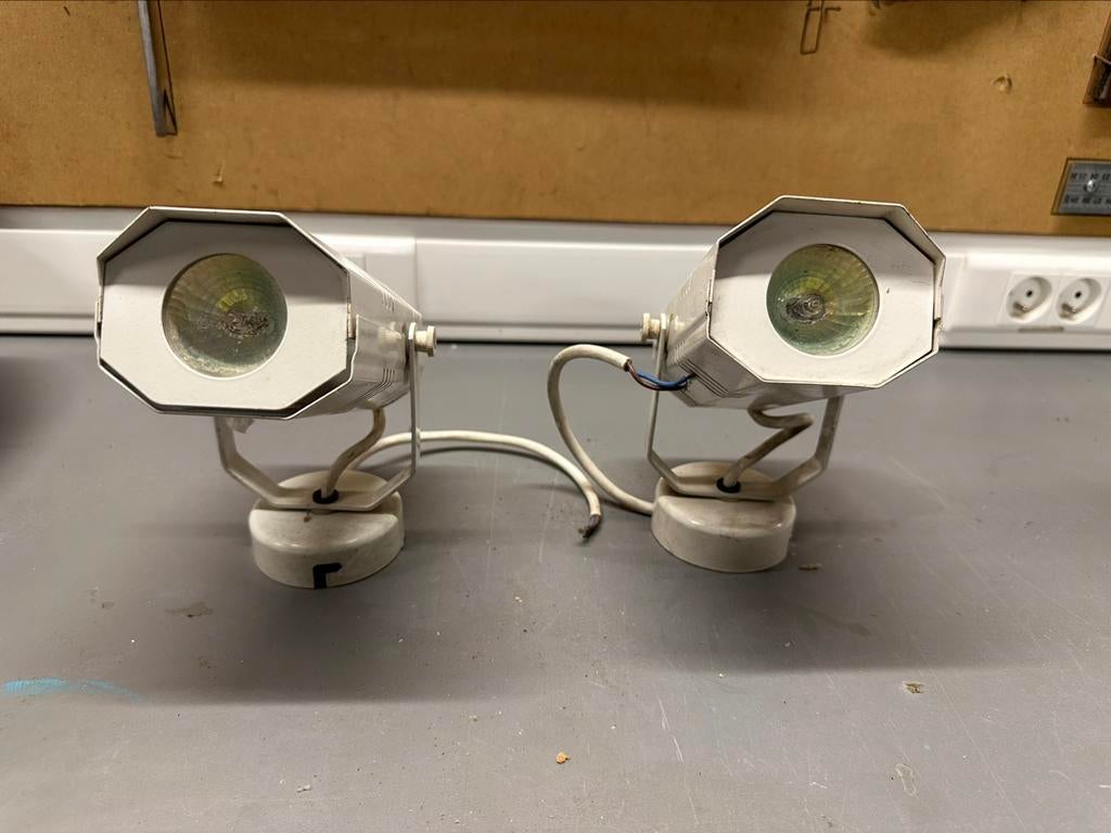 2 witte design halogeenspotjes, Ophalen, Gebruikt