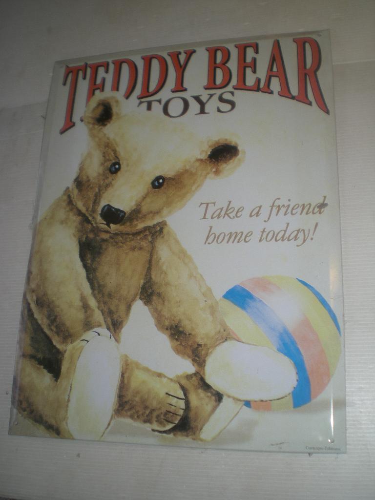 Blikken bord Teddy bear 40 cm X 30 cm, Ophalen of Verzenden, Zo goed als nieuw