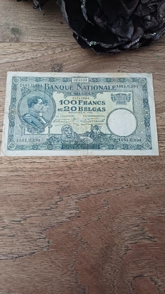 Belgisch bankbiljet 1929, Ophalen of Verzenden, Los biljet
