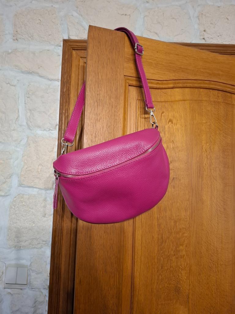 sac banane en cuir taupe ou fuchsia, Enlèvement, Comme neuf, Cuir