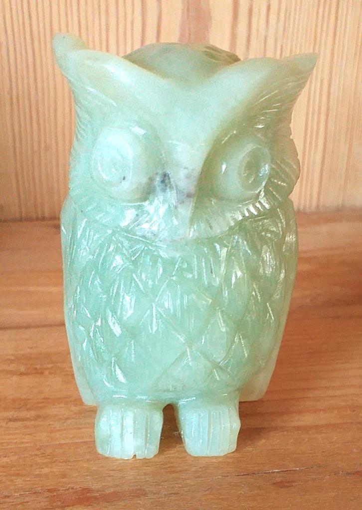 Hibou en jade, stylisé, Enlèvement, Comme neuf, Animal