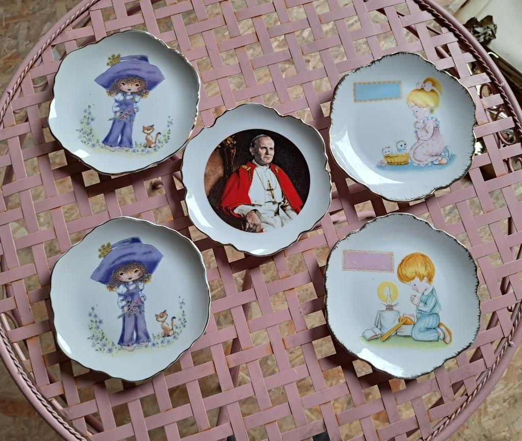 5 assiettes décoratives en porcelaine 1 pape Jean-Paul 2, Antiquités & Art, Enlèvement