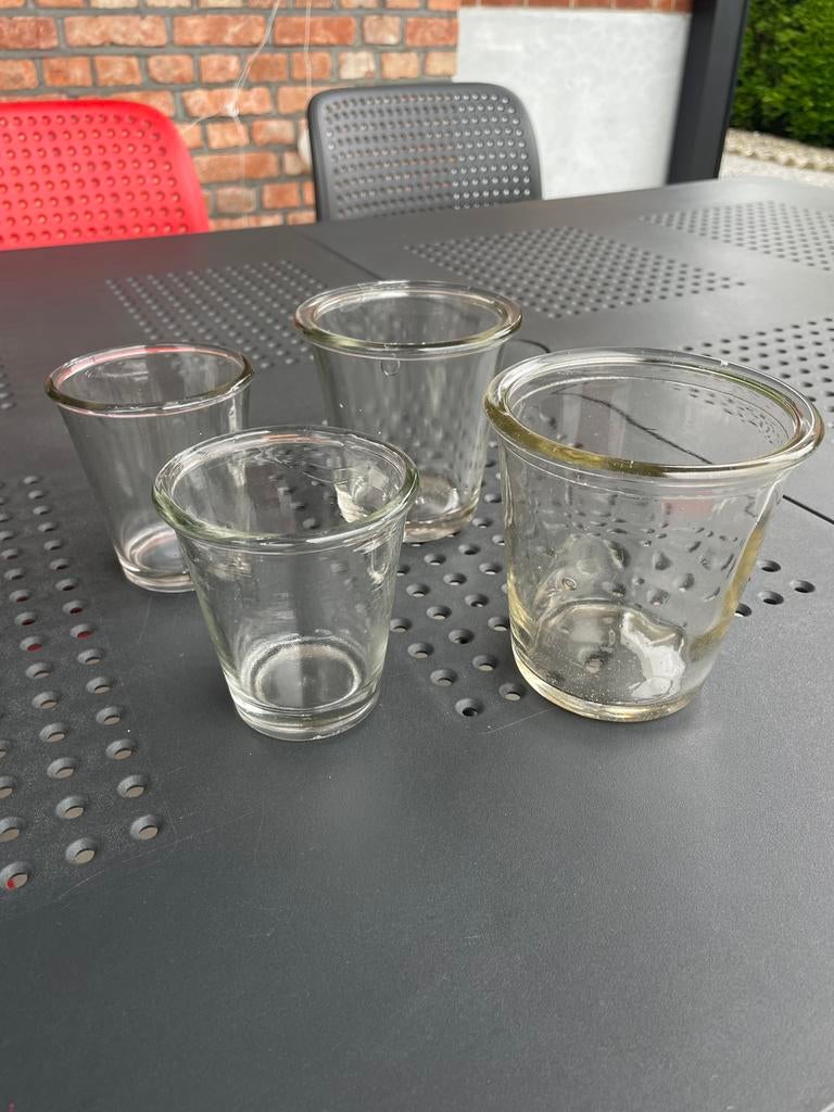 4 glazen kruidenpotten, Ophalen of Verzenden, Zo goed als nieuw
