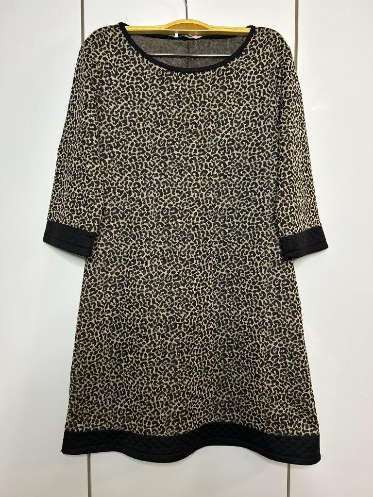 Zwarte jurk met dierenprint Made in Italy - Maat XL -, Made in Italy, Bruin, Maat 46/48 (XL) of groter, Ophalen of Verzenden