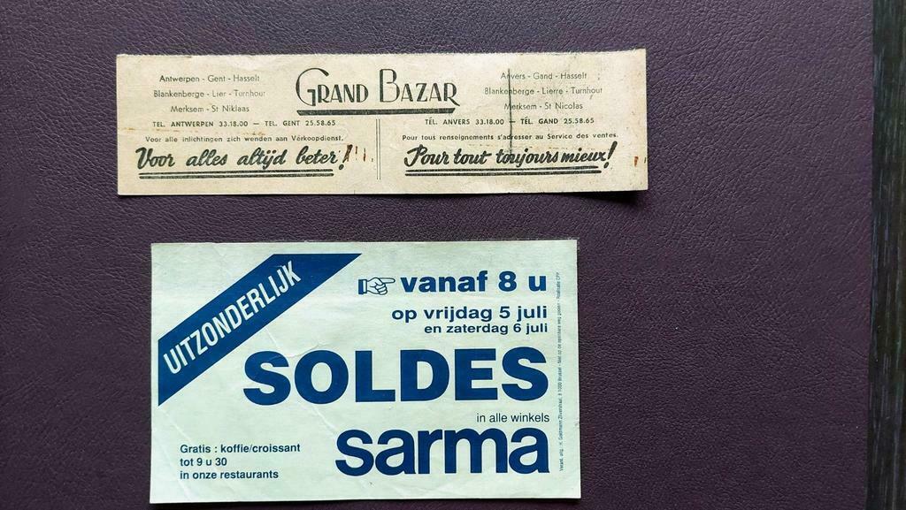 2 oude reclames Grand Bazar en Sarma Gent, Enlèvement ou Envoi