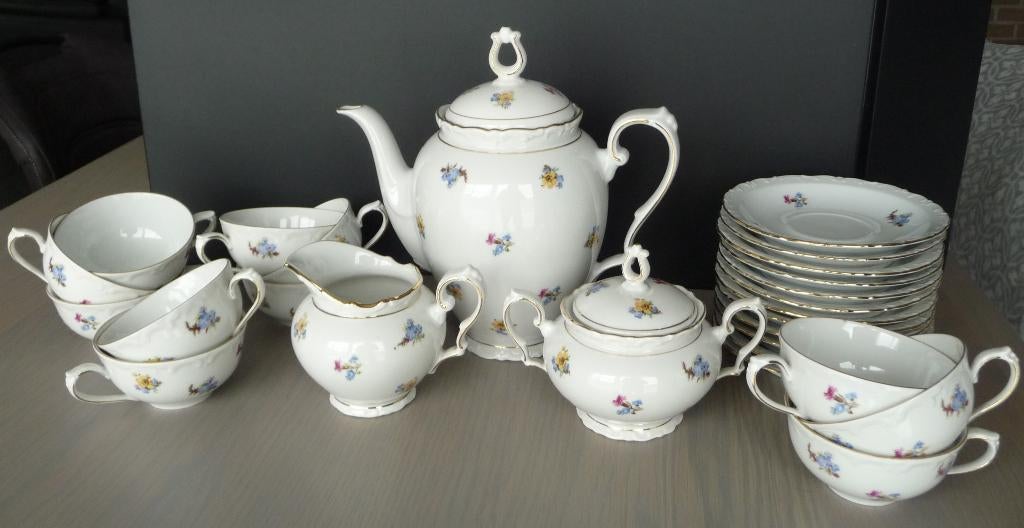 Antiek koffieservies - jaren 70 - gebloemd, Ophalen of Verzenden