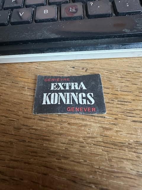 luciferdoos etiket label genever estra Konings, Verzamelen, Rookartikelen, Aanstekers en Luciferdoosjes, Gebruikt, Info@expronio.ld