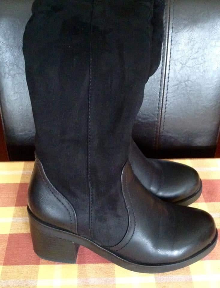 Super Mode hoge laarzen van leer en suède p.38, Kleding | Dames, Hoge laarzen, Zwart, Ophalen of Verzenden, Zo goed als nieuw