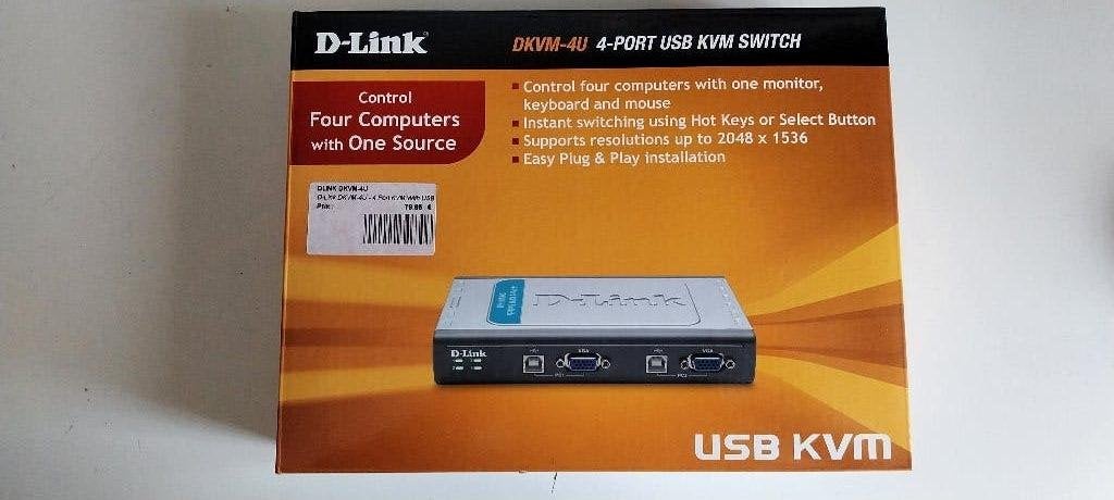 D-Link DKVM-4U - 4-poorts USB KVM-switch, Computers en Software, Netwerk switches, Ophalen of Verzenden, Zo goed als nieuw