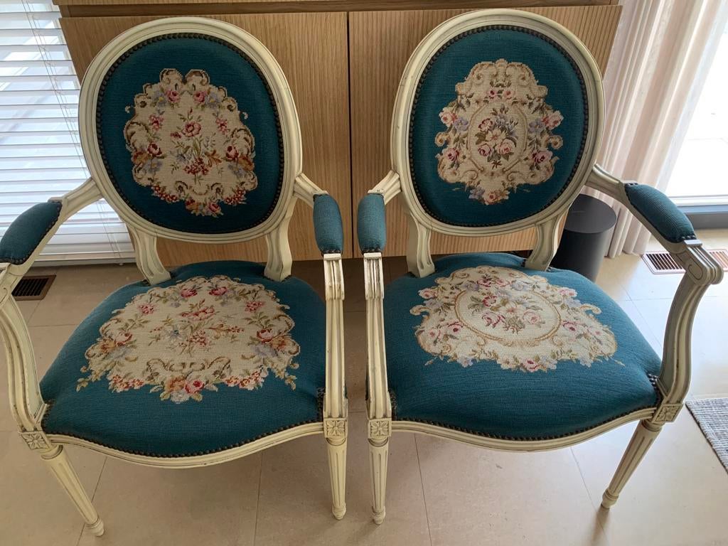 Prachtig set van 2 Louis XVI-stijl armstoelen, Antiek en Kunst, Ophalen