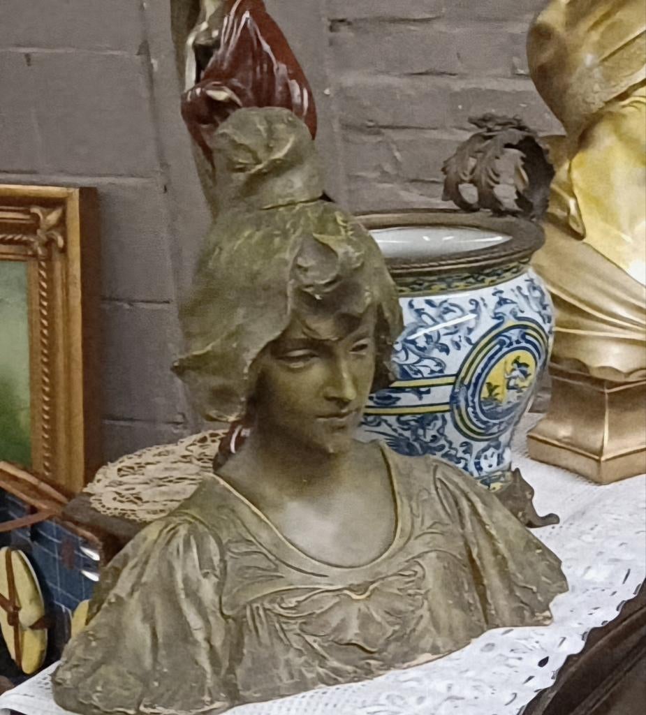 Buste art nouveau en terre cuite de 65 cm de haut, belle piè, Antiquités & Art, Enlèvement