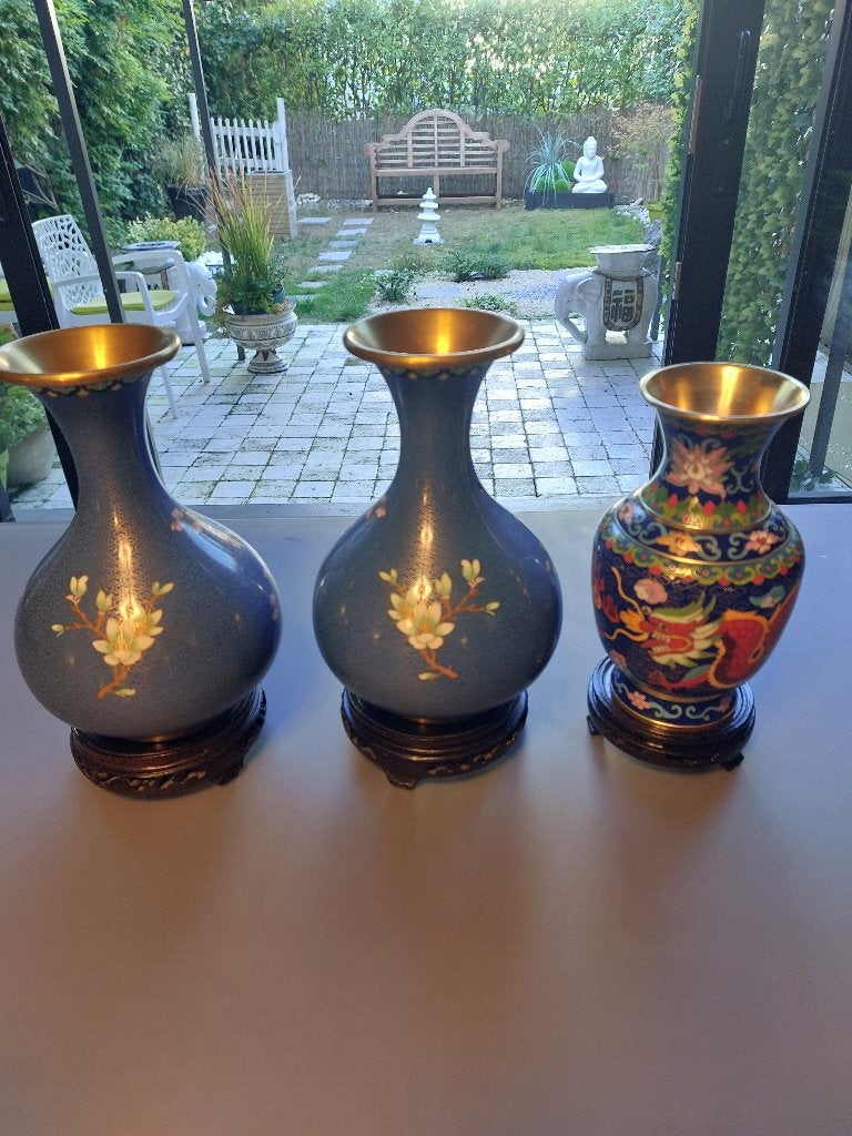 Lot 3 vases cloisonnés, Enlèvement