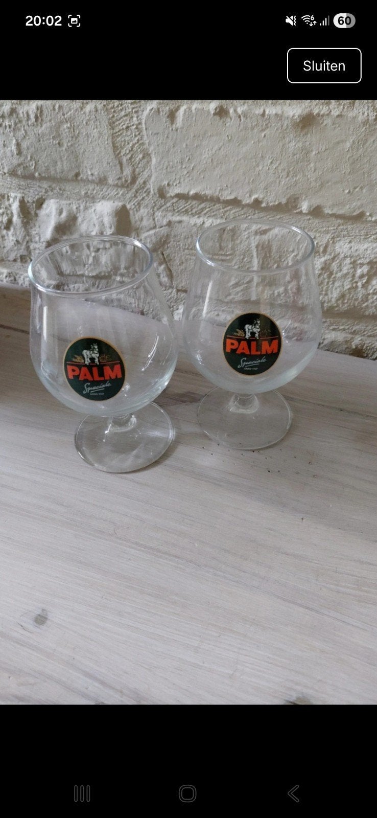 2 bierglazen Palm, Ophalen of Verzenden, Zo goed als nieuw, Glas of Glazen, Palm
